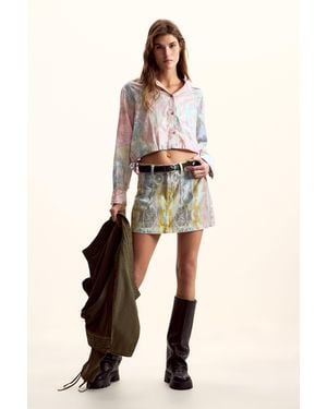 Desigual Shirt With Ties Designed By Mr. Christian Lacroix, Cotton - Natural