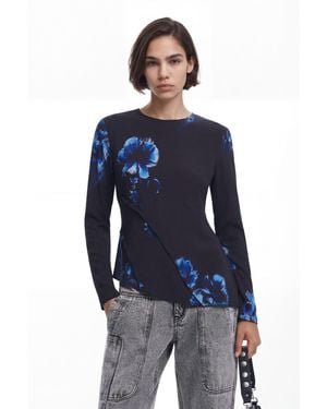 Desigual Asymmetric Blouse, Viscose - Blue