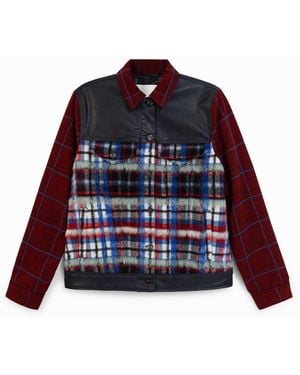 Desigual Tartan Fur Jacket - Red