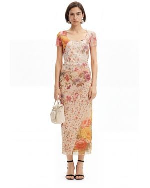 Desigual Tulle Flower T-Shirt, Polyester - White