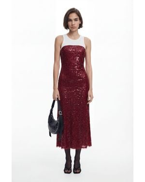 Desigual Combined Midi Dress - Red