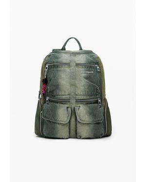 Desigual Large Combined Denim Backpack - Green