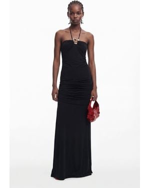 Desigual Skirt With Side Slit, Viscose - Black