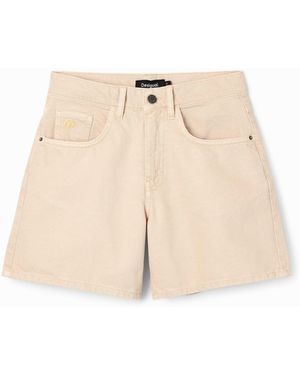 Desigual Plain Denim Shorts, Cotton - Natural