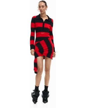 Desigual Polo Knit Dress - Red