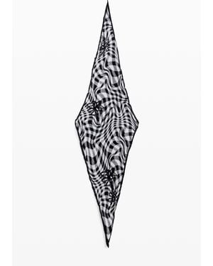 Desigual Foulard Tartán, Poliester, Blanco - Azul