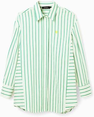 Desigual Oversize Striped Shirt - Green