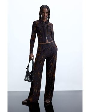 Desigual Long Flocked Trousers, Polyester - Black