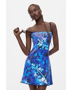 Desigual Printed Strappy Dress, Viscose - Blue