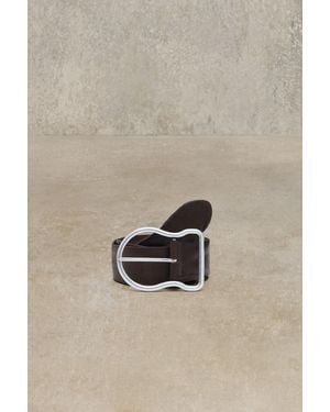 Desigual Wide Leather Buckle Belt, Cow Leather - Natural
