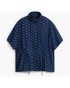 Desigual Geometric Pattern Poncho - Blue