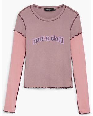 Desigual Camiseta Not A Doll, Mujer, Algodon, Rojo - Rosa