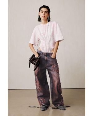 Desigual Baggy Frayed Studio Trousers, Cotton - Natural
