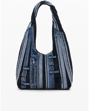 Desigual Medium Oval Denim Patch Bag - Blue