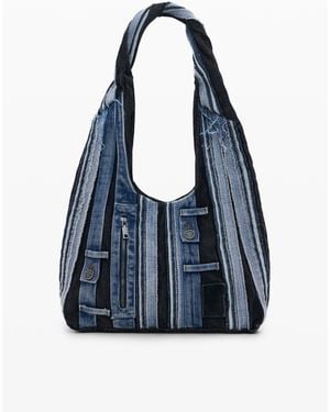 Desigual Medium Oval Denim Patch Bag - Blue