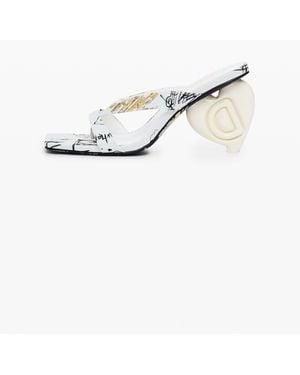 Desigual Heart Heel Sandal, Cotton - White