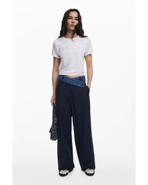 Desigual Pantalón Sastre Combinado - Azul