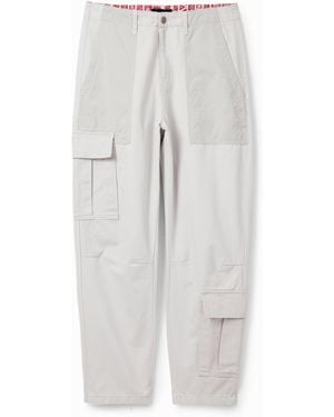Desigual Patchwork Cargo Trousers, Cotton - White