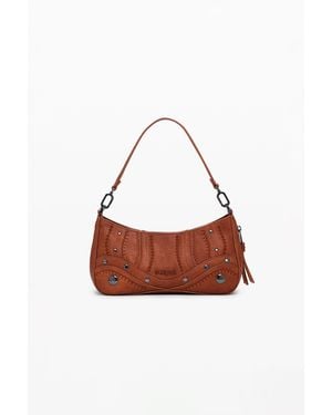 Desigual Small Embroidered Faux Leather Bag - Brown