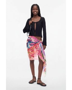 Desigual Scarf Designed By Mr. Christian Lacroix, Polyester - Pink