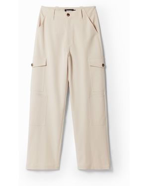 Desigual Wide Cargo Pants - Natural