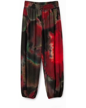 Desigual Watercolor Jogger Pants, Polyester - Red