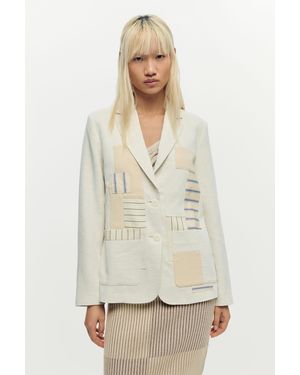 Desigual Patchwork Blazer, Viscose - Natural