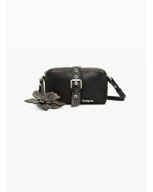 Desigual Crossbody Wallet Floral Appliqués, Polyurethane - Black