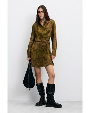 Desigual Vestido Largo Estampado Viscosa, Mujer, Viscosa, Marrón