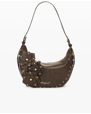 Desigual Bolso Efecto Piel Pequeño, Mujer, Poliuretano, Marrón - Metálico