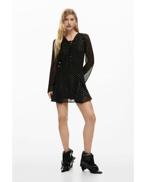Desigual Short Plumeti Dress, Polyester - Black
