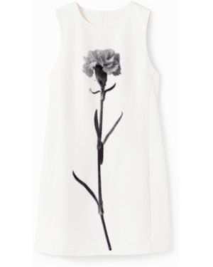 Desigual Vestido Pichi Flor - Blanco