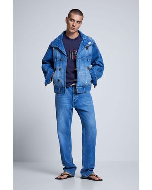Desigual Pantalón Vaquero Combinado, Hombre, Algodon, Azul