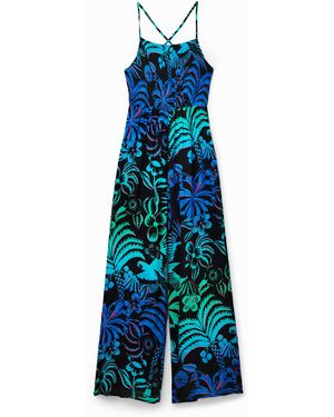Desigual Mono Largo Tirantes Tropical - Azul