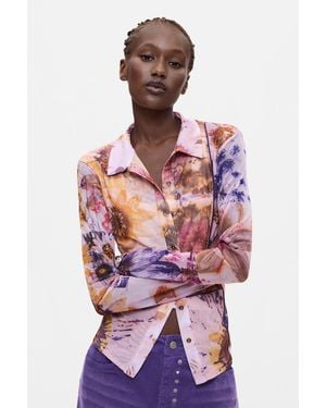 Desigual Printed Long-Sleeve Shirt, Polyester - Red
