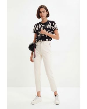 Desigual Straight Cropped Jeans, Cotton - White