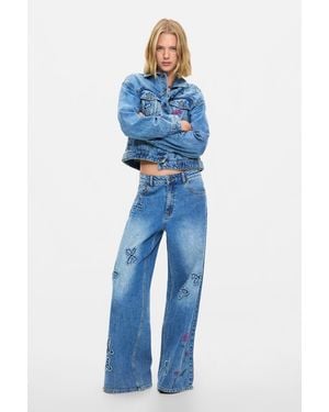 Desigual Jacquard Wool Coat, Cotton - Blue