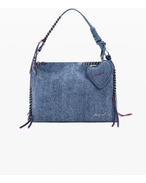 Desigual Big Denim Heart Bag, Cotton - Blue