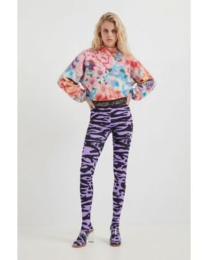 Desigual Animal Print Slim Leggings - Blue