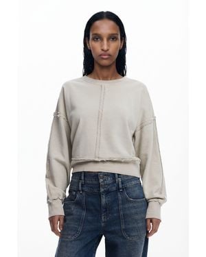 Desigual Topstitched Sweatshirt, Cotton - Blue