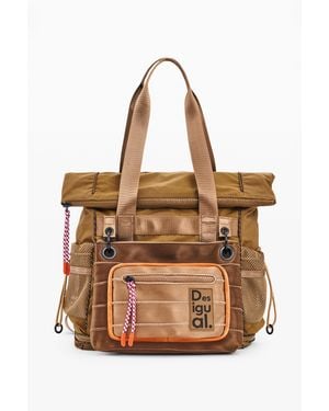 Desigual Large Nylon Backpack, Polyester - Natural