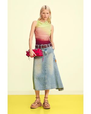 Desigual Asymmetrical Denim Skirt, Cotton - Green