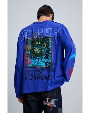 Desigual Long Sleeve T-Shirt, Cotton - Blue