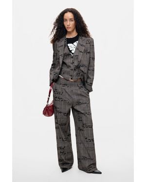 Desigual Long Checked Trousers - Black