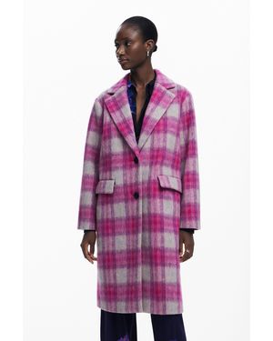 Desigual Tartan Coat - Purple