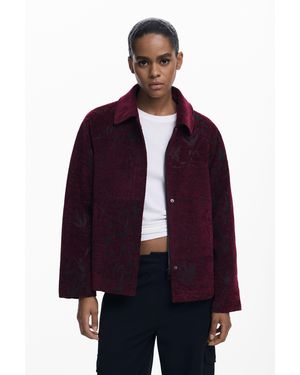 Desigual Textured Short Coat, Polyester - Purple