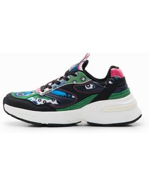 Desigual Geometric Motif Running Trainers - Blue