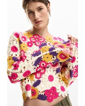 Desigual Crochet Jumper - Red