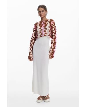 Desigual 2-In-1 Crochet Dress - White