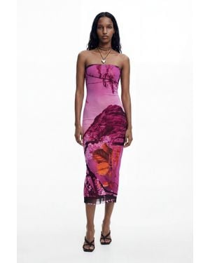 Desigual Dress Designed By Mr. Christian Lacroix, Polyester - Red